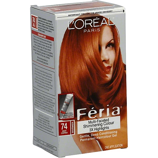 L'Oreal® Paris Feria® Multi-Faceted Shimmering Colour 74 Deep Copper Hair  Color 1 kt Box | Health & Personal Care | Price Cutter