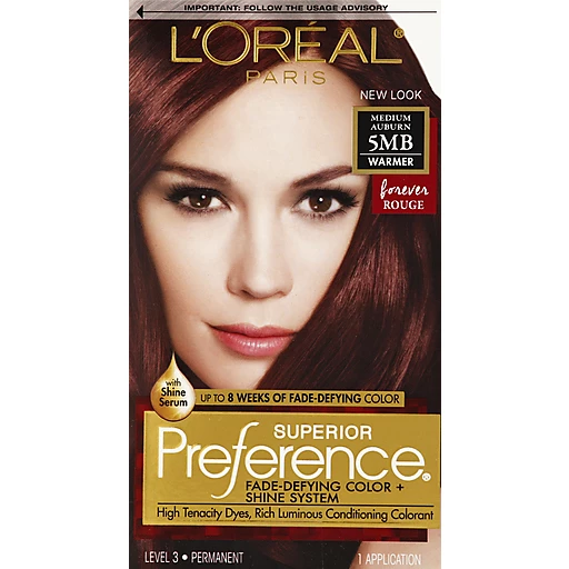 L'oreal Paris Superior Preference Fade Defying Shine Permanent Hair Color,  5 Mb Medium Auburn, 1 Kit | Hair Coloring | Londonderry Village Market