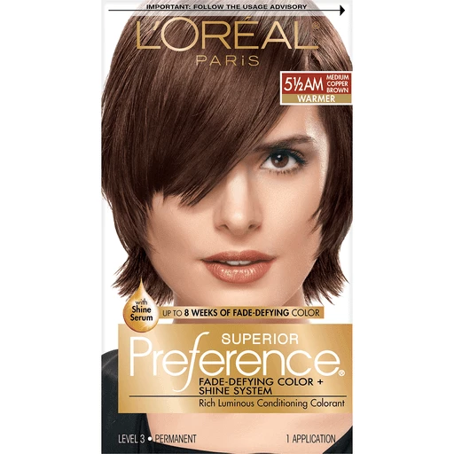 L'Oreal Paris Superior Preference Fade-Defying Shine Permanent Hair Color,   Medium Copper Brown, 1 kit | Hair Coloring | Festival Foods Shopping