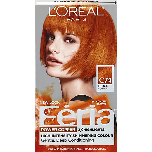 L'Oreal Paris Feria Multi-Faceted Shimmering Permanent Hair Color, C74  Copper Crave (Intense Copper), 1 kit | Buehler's
