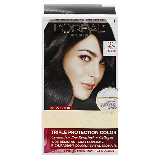 L'Oreal Paris Excellence Créme Permanent Triple Protection Hair Color, 2C  Luscious Black, 1 kit | Styling Products | ValuMarket