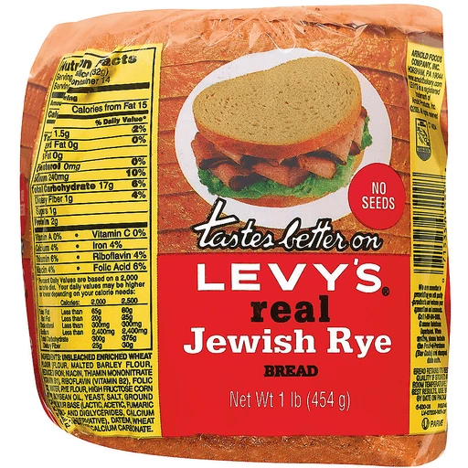 Levy's Bread, Real Jewish, Rye, Seedless 1 lb | Pumpernickel & Rye |  D'Agostino