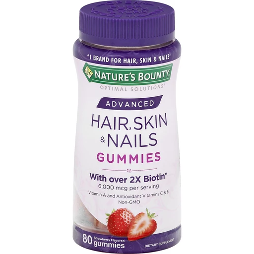 Natures Bounty Optimal Solutions Hair, Skin & Nails, Advanced, Gummies,  Strawberry Flavored | Health & Personal Care | Food Country USA