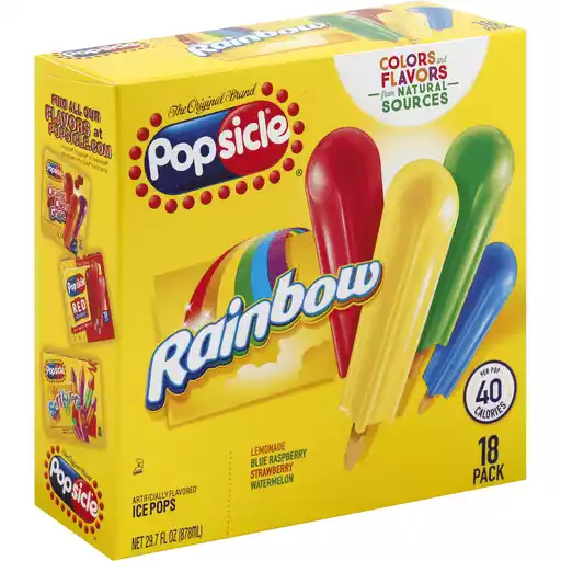 Popsicle Ice Pops, Rainbow, Lemonade, Blue Raspberry, Strawberry ...