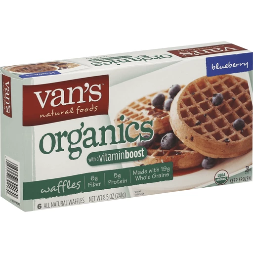 Van's® Simply Delicious Whole Grain Organic Waffles, Blueberry, 6 Count  (Frozen) | Organic | Walt's Food Centers