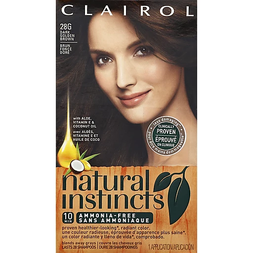Clairol Natural Instincts, 4G / 28G Golden Cappuccino Dark Golden Brown,  Semi-Permanent Hair Color, 1 Kit | Styling Products | D'Agostino