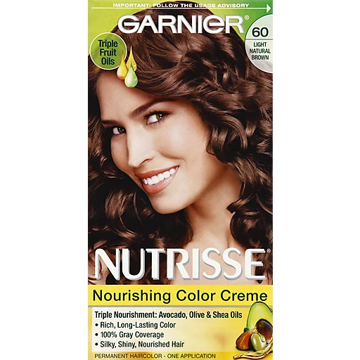 Garnier Nutrisse Nourishing Hair Color Creme, 60 Light Natural Brown  (Acorn), 1 kit | Hair Coloring | Fishers Foods
