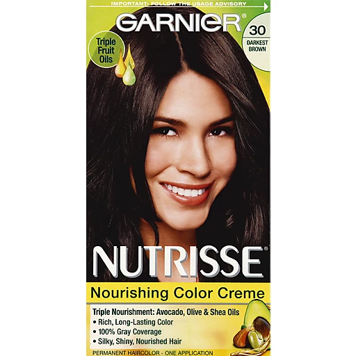 Garnier Nutrisse Nourishing Hair Color Creme, 30 Darkest Brown (Sweet  Cola), 1 kit | Hair Coloring | Central Market