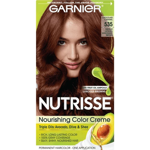GARNIER Nutrisse Nourishing Hair Color Creme, 535 Medium Gold Mahogany  Brown | Hair Coloring | Real Value IGA
