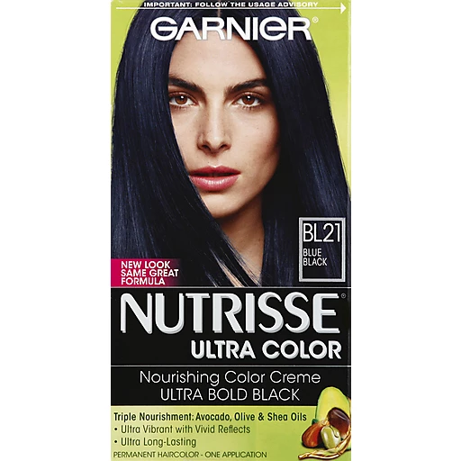 Garnier Nutrisse Ultra Color Nourishing Hair Color Creme, BL21 Blue Black,  1 kit | Hair Coloring | Pruett's Food
