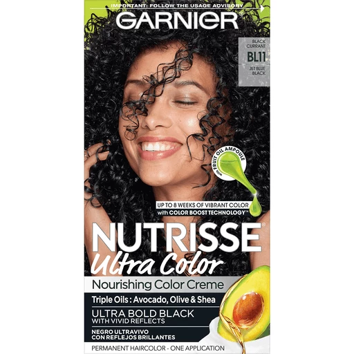 Garnier Nutrisse Ultra Color Nourishing Hair Color Creme, BL11 Jet Blue  Black, 1 kit | Shop | Food Country USA