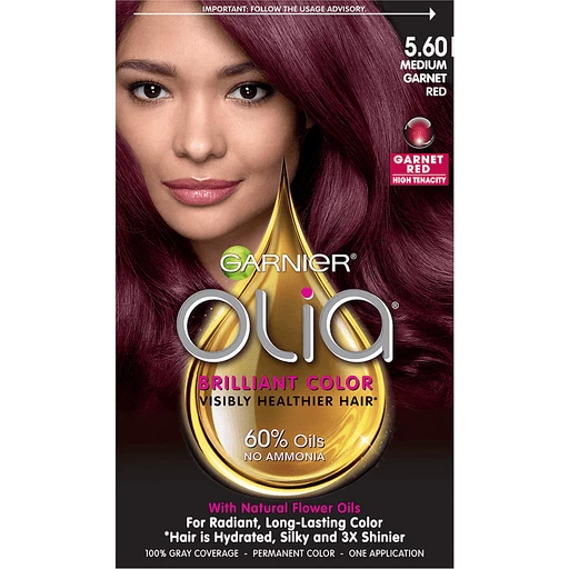 Garnier Olia Oil Powered Permanent Hair Color,  Medium Garnet Red, 1  kit | Buehler's