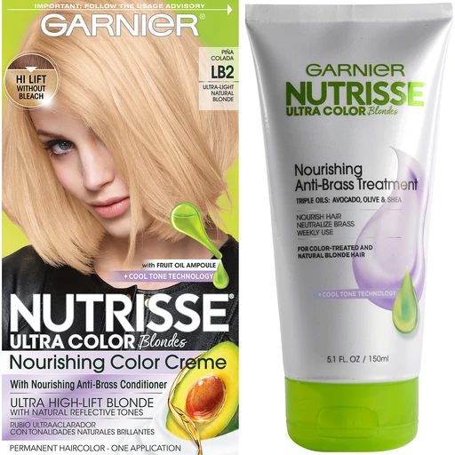 Garnier Nutrisse Ultra Color Hair Color & Anti-Brass Treatment, LB2 Ultra  Light Natural Blonde, 2 count | Shop | DeLaune's Supermarket