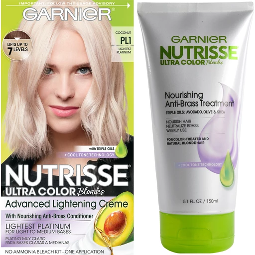 Garnier Nutrisse Ultra Color Hair Color & Anti-Brass Treatment, PL1 Ultra  Pure Platinum, 2 count | Shop | Elgin Fresh Market
