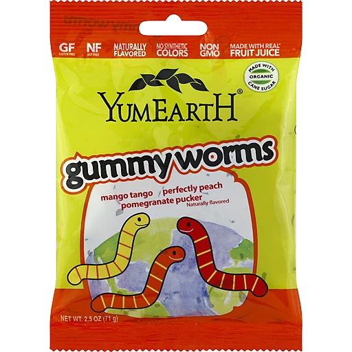 YumEarth Gummy Worms Mango, Perfectly Peach, Pomegranate Pucker | Gummy  Candy | Remke Markets