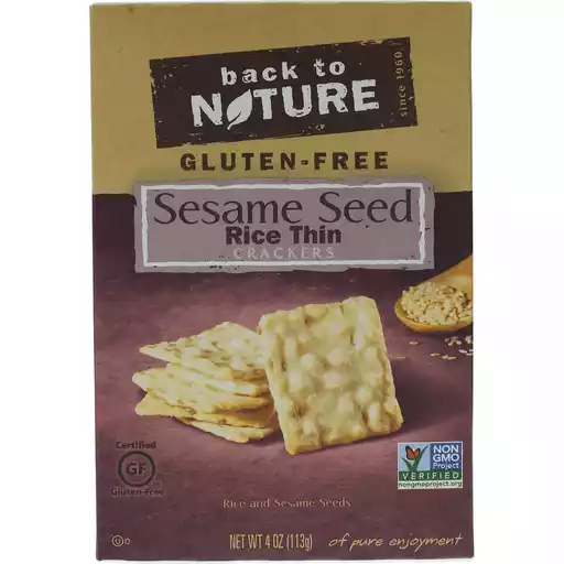Back To Nature Plant Based Snacks Gluten Free Sesame Seed Rice Thin Crackers 4 Oz Box Rice Pita Fairplay Foods