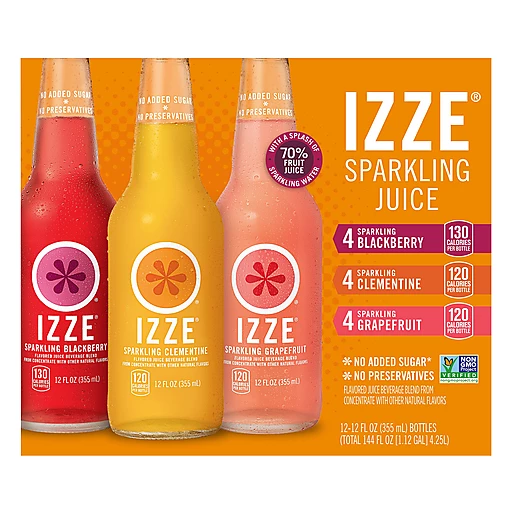 Izze Sparkling Juice Flavored Juice Beverage Variety Pack 12 Fl Oz 12 Count  | Juice & Lemonade | Kirby Foods