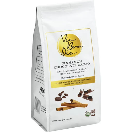 Via Bom Dia Coffee, Ground, Medium Full Body Roasted, Cinnamon Chocolate  Cacao | Shop | Priceless Foods