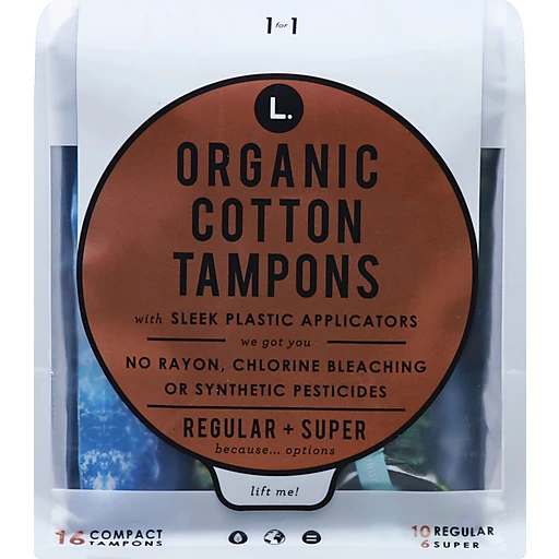 Aplicado Nuestra compañía exégesis L. Organic Cotton Regular and Super Absorbency Compact Tampons Multipack 16  Count | L | Town & Country Markets