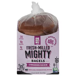 One Mighty Mill Mighty Bagels, Cinnamon Raisin, Fresh-Milled 4 ea, Bagels  - Store Baked