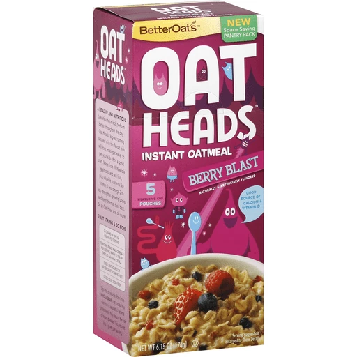 Better Oats Oat Heads Oatmeal, Instant, Berry Blast, Grocery